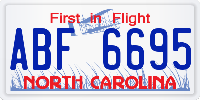 NC license plate ABF6695