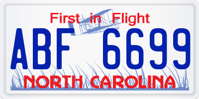 NC license plate ABF6699