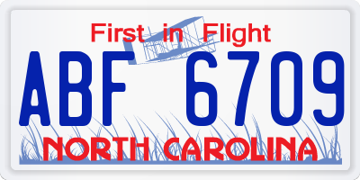 NC license plate ABF6709