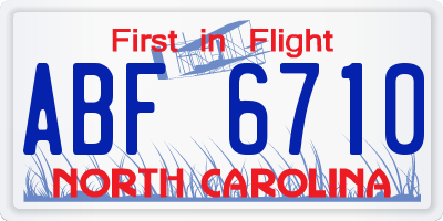 NC license plate ABF6710