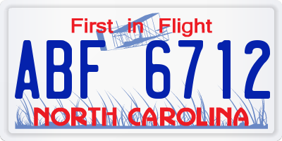NC license plate ABF6712