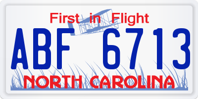 NC license plate ABF6713