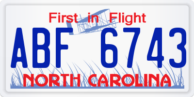 NC license plate ABF6743