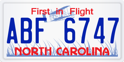 NC license plate ABF6747