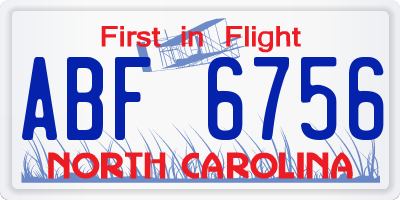 NC license plate ABF6756