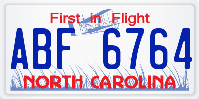 NC license plate ABF6764