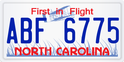 NC license plate ABF6775
