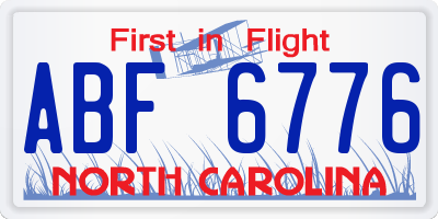 NC license plate ABF6776