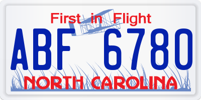NC license plate ABF6780