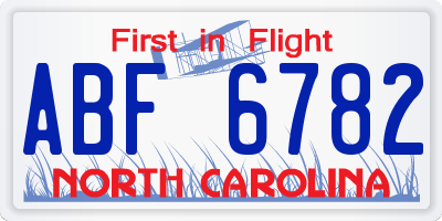 NC license plate ABF6782