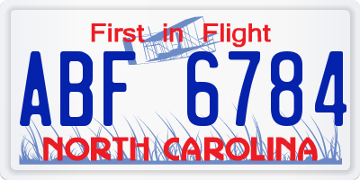 NC license plate ABF6784