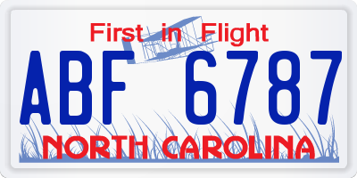 NC license plate ABF6787