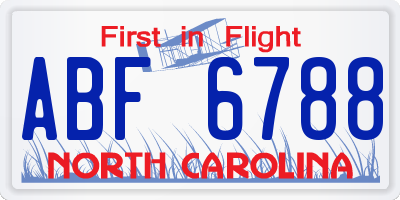 NC license plate ABF6788