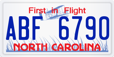 NC license plate ABF6790
