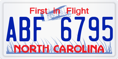 NC license plate ABF6795