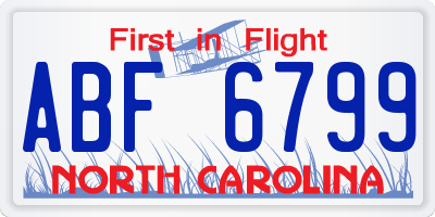NC license plate ABF6799