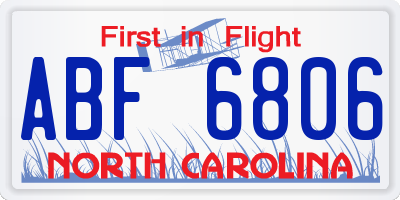 NC license plate ABF6806