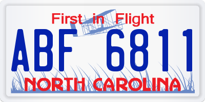 NC license plate ABF6811