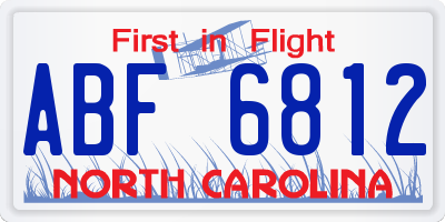 NC license plate ABF6812