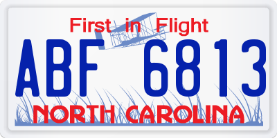 NC license plate ABF6813