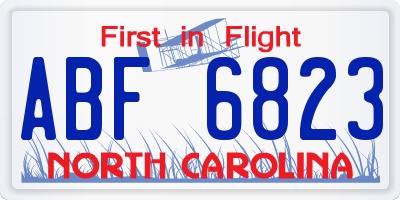 NC license plate ABF6823