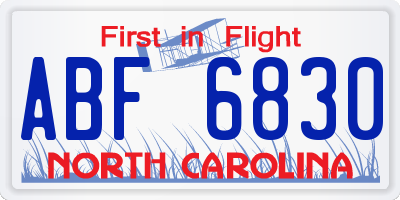 NC license plate ABF6830