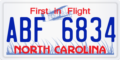 NC license plate ABF6834