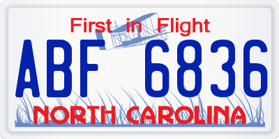 NC license plate ABF6836