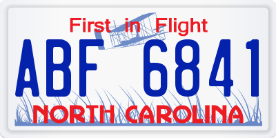 NC license plate ABF6841