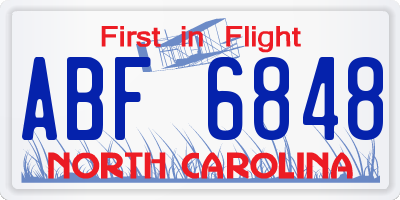 NC license plate ABF6848