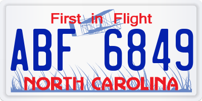 NC license plate ABF6849