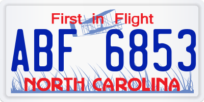 NC license plate ABF6853