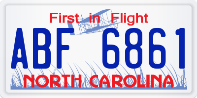 NC license plate ABF6861