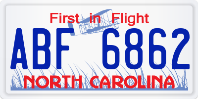 NC license plate ABF6862