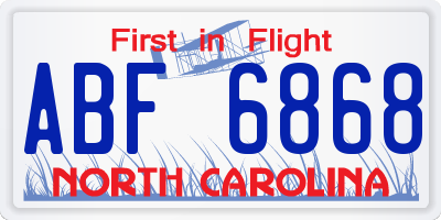 NC license plate ABF6868