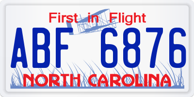 NC license plate ABF6876
