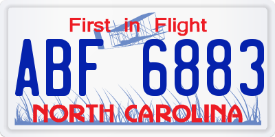 NC license plate ABF6883