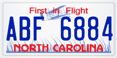 NC license plate ABF6884
