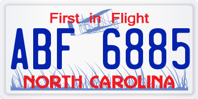 NC license plate ABF6885