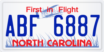 NC license plate ABF6887