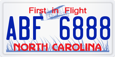 NC license plate ABF6888