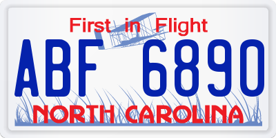 NC license plate ABF6890