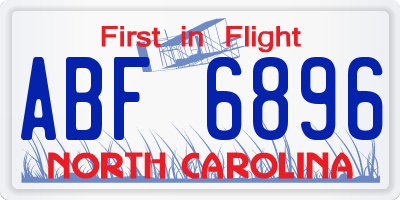 NC license plate ABF6896