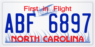 NC license plate ABF6897
