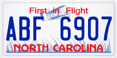 NC license plate ABF6907