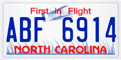 NC license plate ABF6914