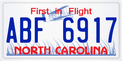 NC license plate ABF6917