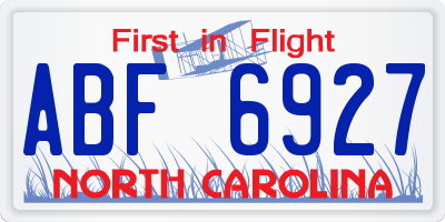 NC license plate ABF6927