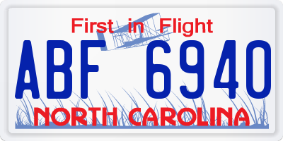 NC license plate ABF6940
