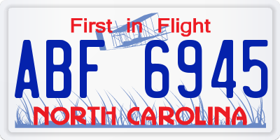 NC license plate ABF6945